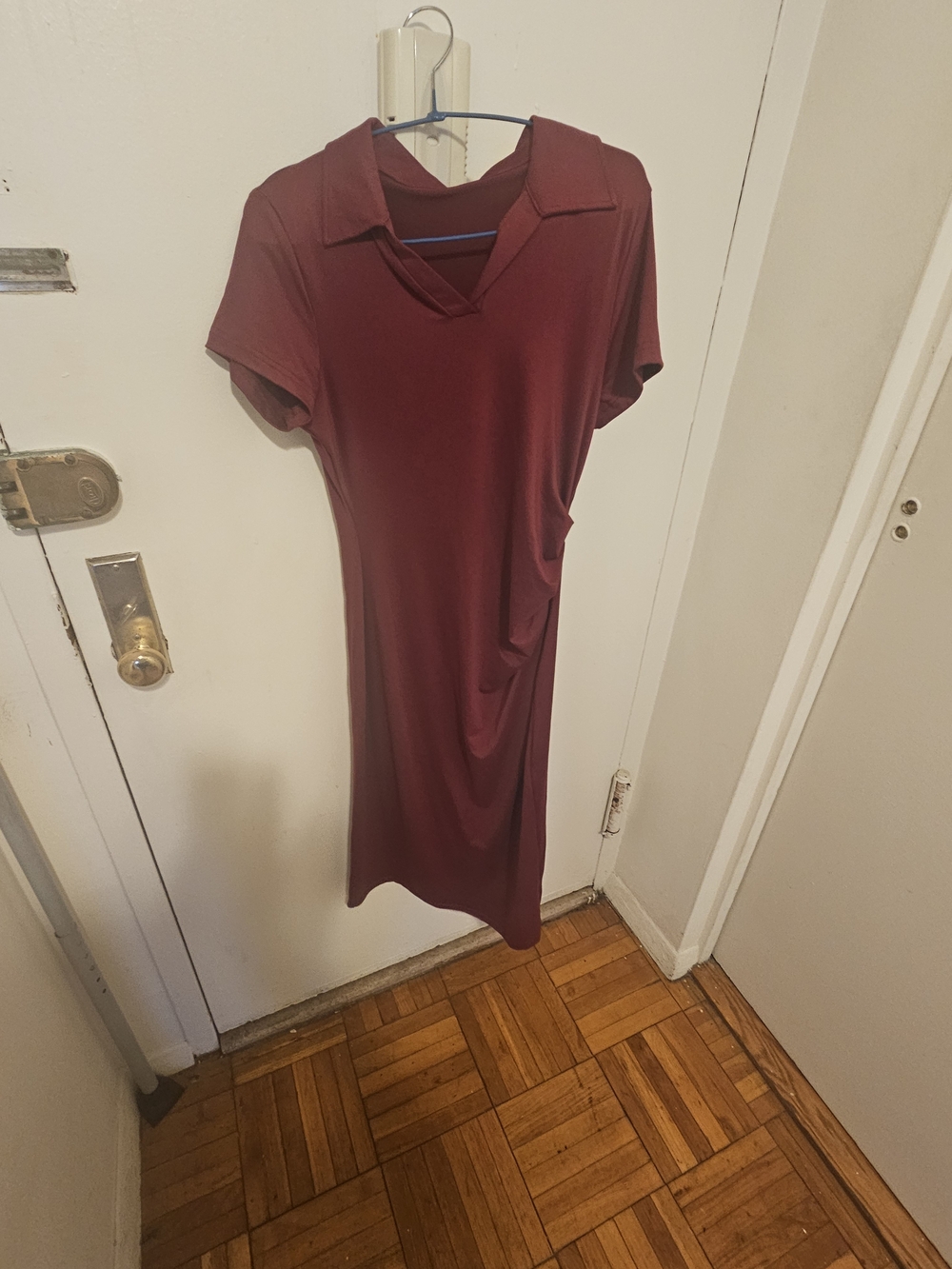Classic Collared Burgundy Women's Dress